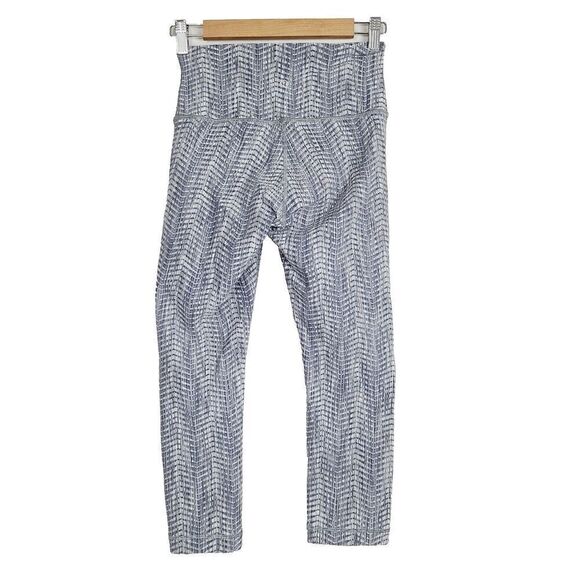 Lululemon Wunder Under Crop Leggings 6 Gray Arrow Jacquard Yoga Fitness - Picture 6 of 8